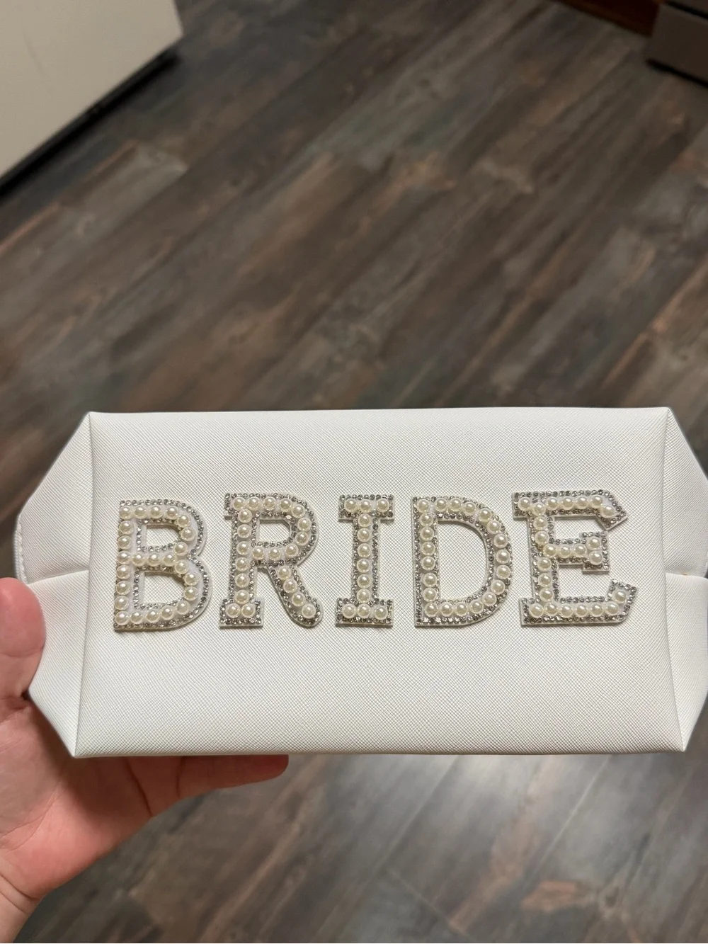 BRIDE Beaded White Bridal Clutch